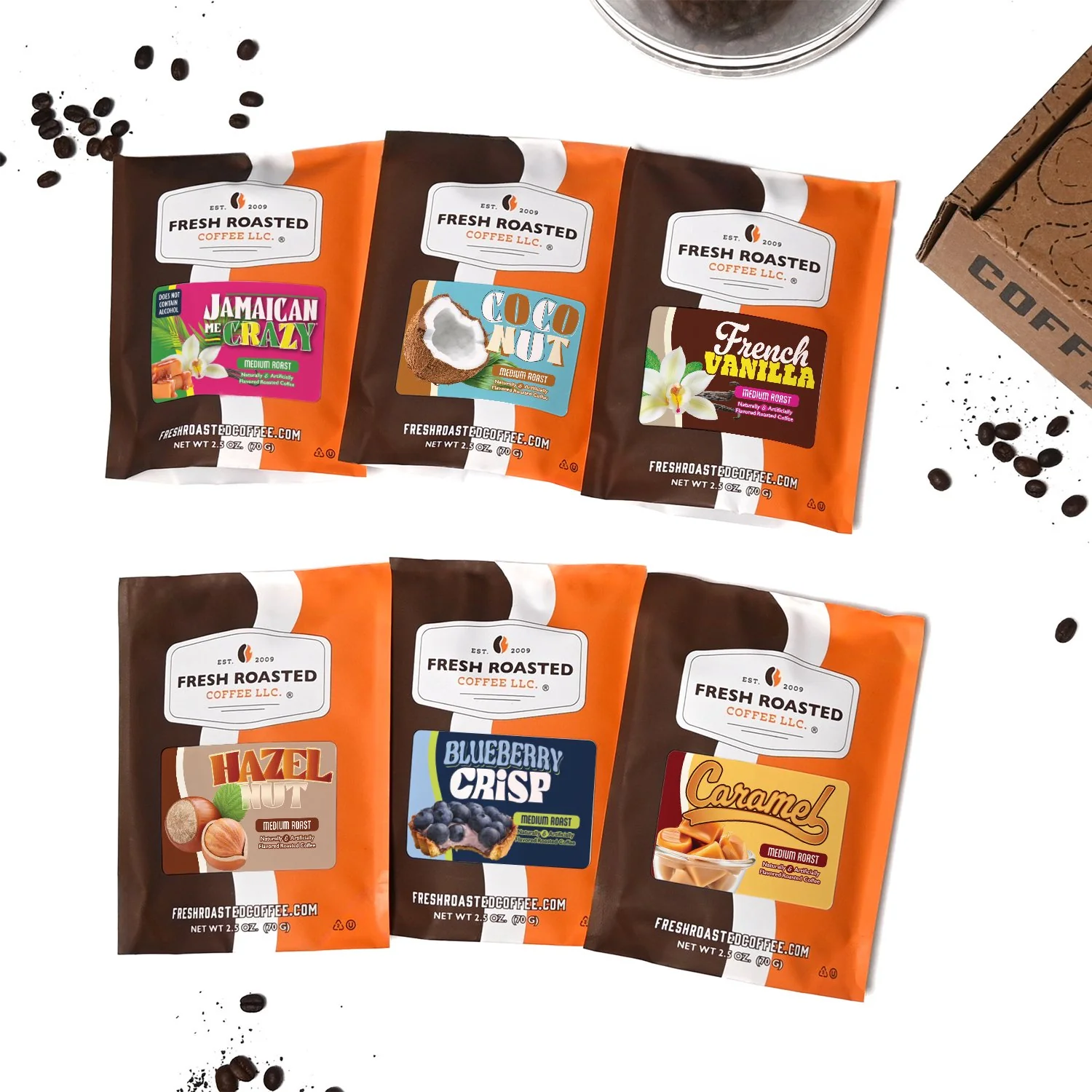 Fresh Roasted Six Pack Sampler - Flavored Coffee Starter Pack - Image 2