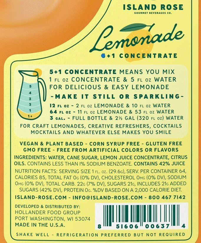 Island Rose Premium Lemonade - Flavored Concentrate - Image 4