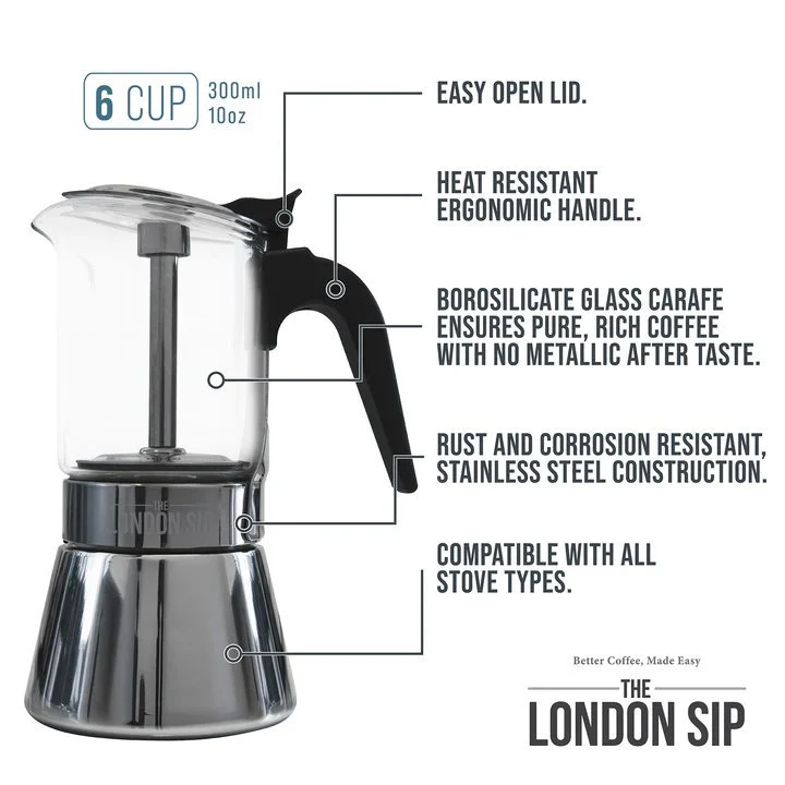 London Sip® Glass Top Espresso Maker - Image 3
