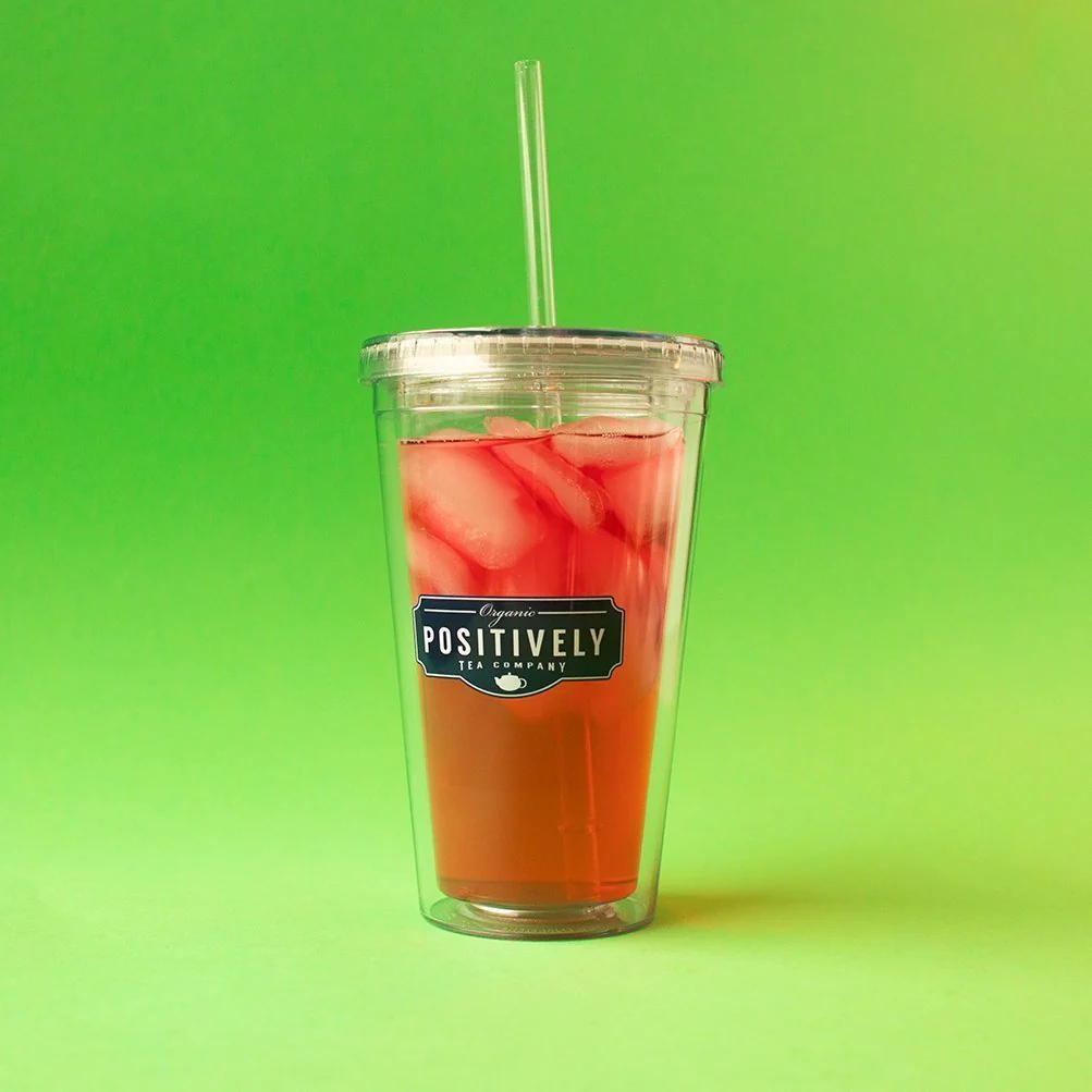 Positively Tea 16 oz. Double Wall Acrylic Tumbler w/ Straw - Image 3