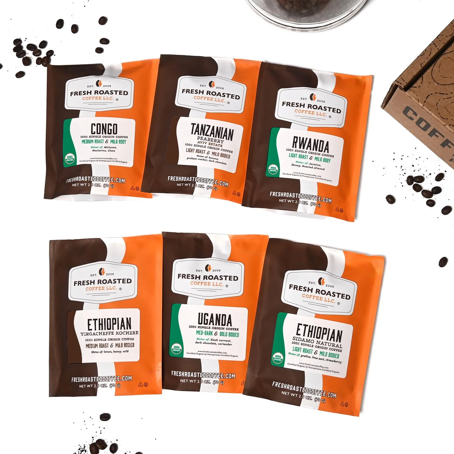 Fresh Roasted Six Pack Sampler - African Coffee - Image 2