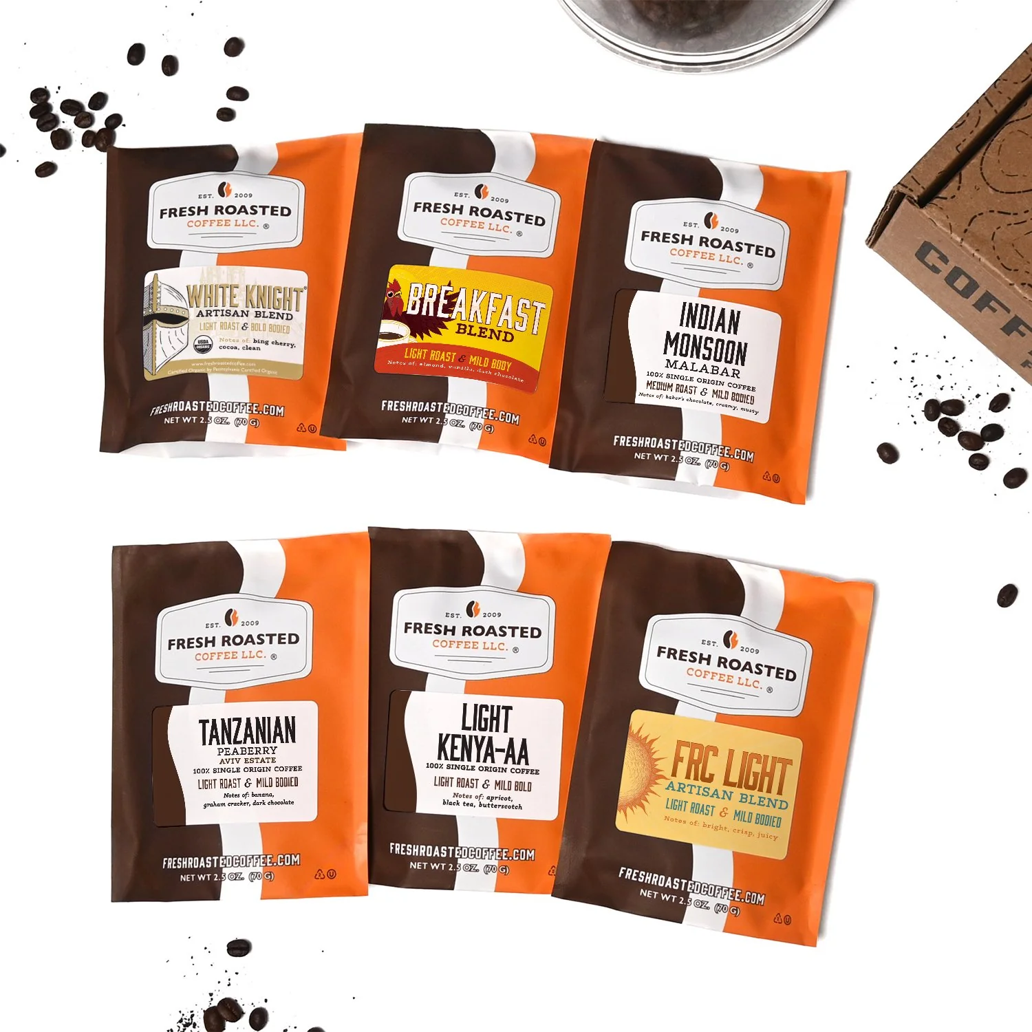 Fresh Roasted Six Pack Sampler - Light & Bright - Image 2