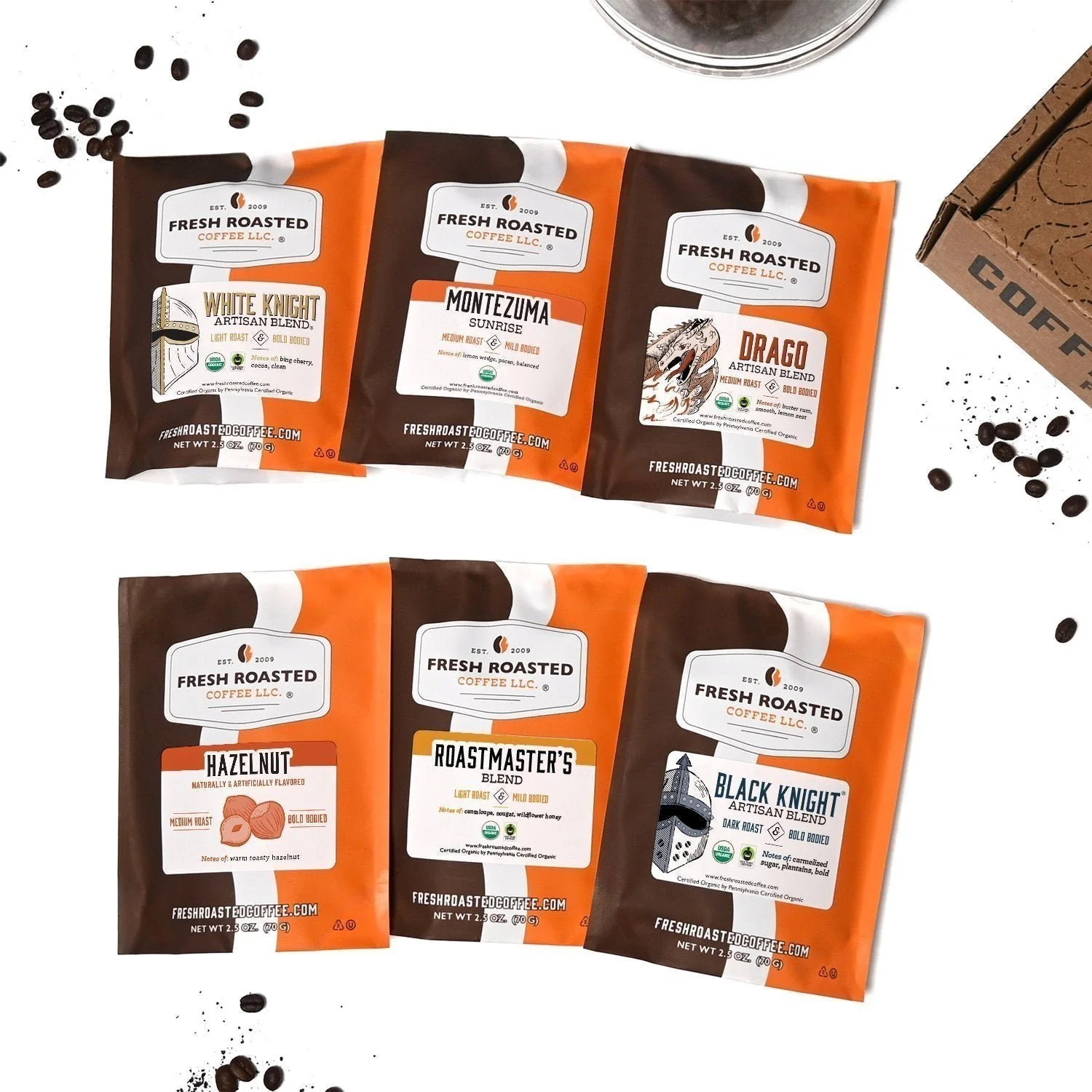 Fresh Roasted Six Pack Sampler - Organic Artisan Blends - Image 2