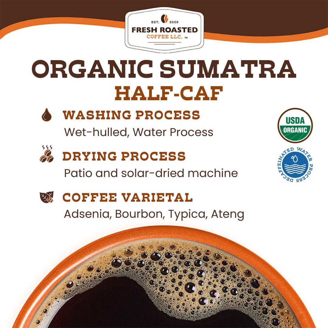 Organic Sumatra Water-Processed Half Caf - Roasted Coffee - Image 8